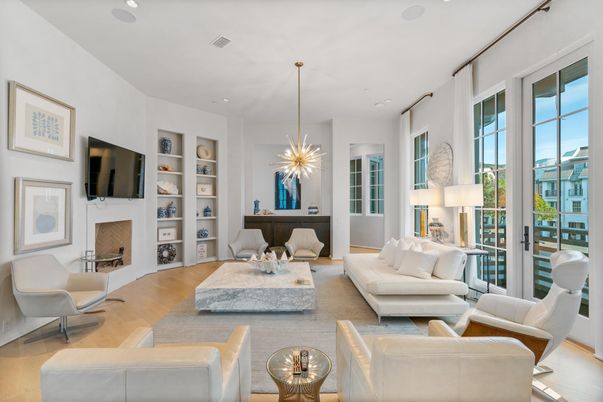 Fireplace, Interior, Living room, Pendant Lights, Recessed Lighting, Wood Texture Flooring