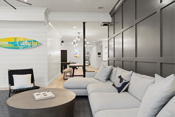 Dining room, Fireplace, Interior, Living room, Pendant Lights, Recessed Lighting