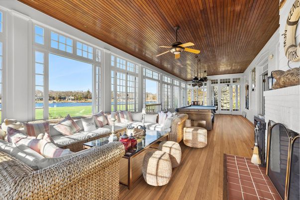 Fireplace, Interior, Living room, Water, Wooden Ceilings, Wood Texture Flooring