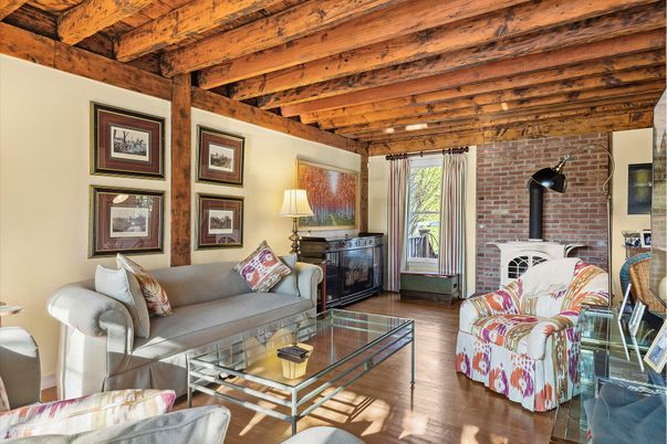 Fireplace, Interior, Living room, Stone Walls, Wooden Beams, Wooden Ceilings, Wood Texture Flooring