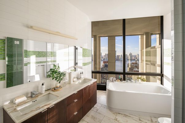 Bathroom, Dual Sink Vanities, Free Standing Baths, Glass Shower, Interior, Marble