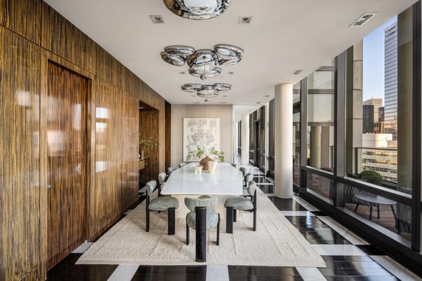 Dining room, Interior, Wood Texture Flooring, Wooden Walls