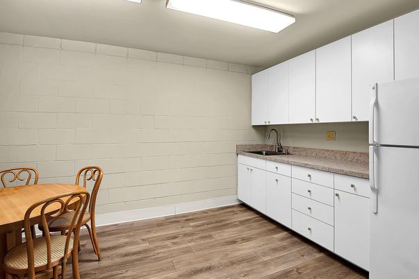 Interior, Kitchen, Stone Walls, Wood Texture Flooring