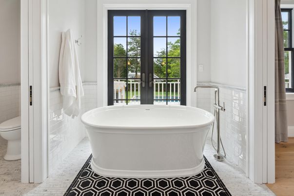 Bathroom, Free Standing Baths, Interior, Wood Texture Flooring