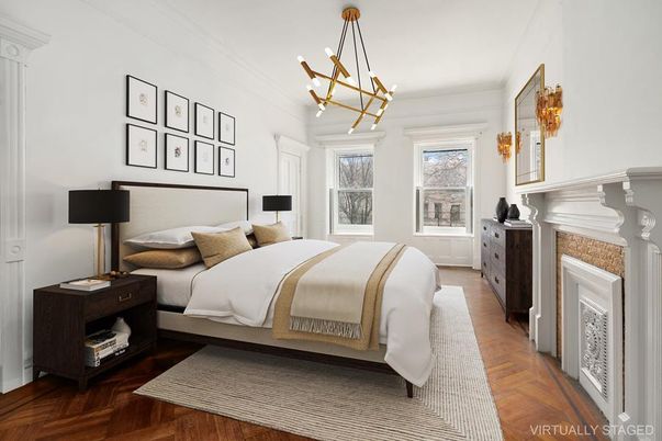 Bedroom, Chandelier, Interior, Pendant Lights, Wood Texture Flooring