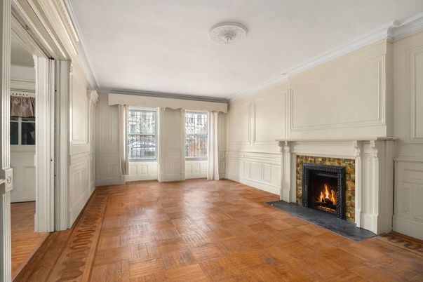 Empty room, Fireplace, Interior, Wood Texture Flooring