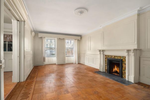 Empty room, Fireplace, Interior, Wood Texture Flooring