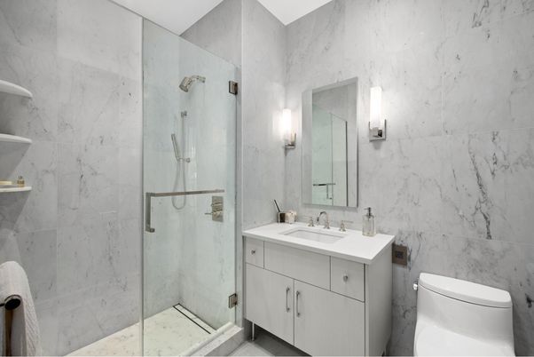 Bathroom, Glass Shower, Interior, Marble Walls