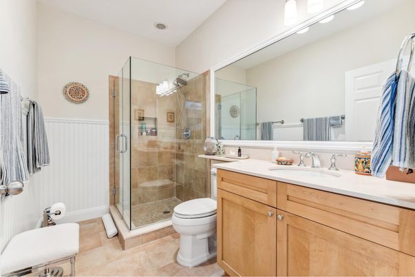 Bathroom, Glass Shower, Interior, Recessed Lighting