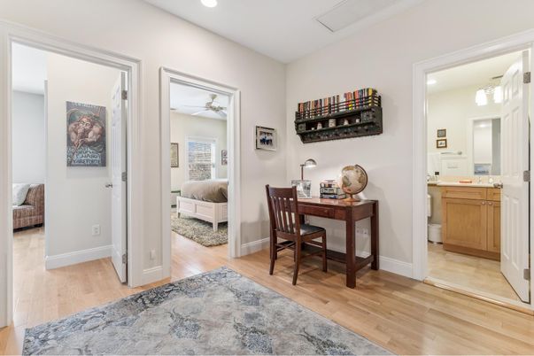 Bedroom, Home Office, Interior, Recessed Lighting, Wood Texture Flooring