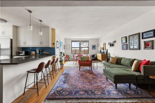 Interior, Kitchen, Living room, Pendant Lights, Stainless Steel Appliances, Wood Texture Flooring