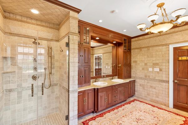 Bathroom, Dual Sink Vanities, Glass Shower, Interior, Recessed Lighting