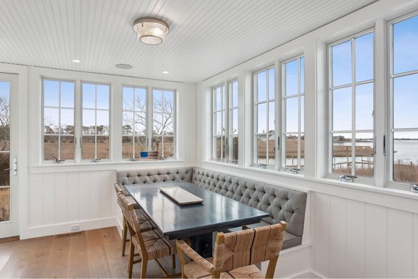 Dining room, Interior, Recessed Lighting, Water, Wood Texture Flooring