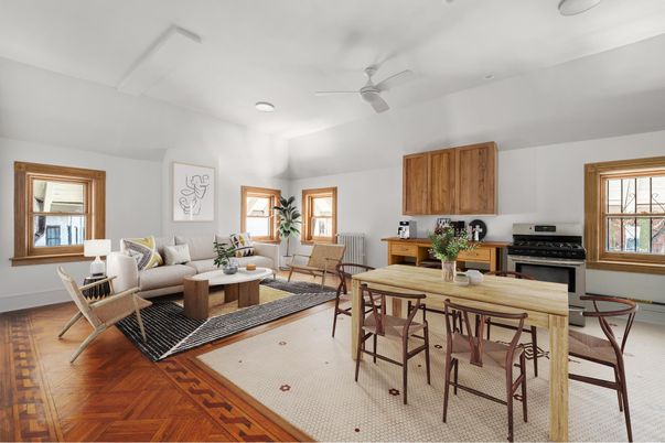 Dining room, Interior, Kitchen, Living room, Wood Texture Flooring
