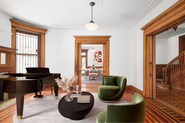 Interior, Living room, Pendant Lights, Piano, Wood Texture Flooring