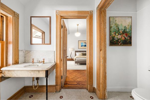 Bathroom, Bedroom, Interior, Pendant Lights, Wood Texture Flooring