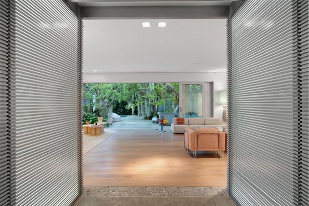 Interior, Living room, Recessed Lighting, Wood Texture Flooring
