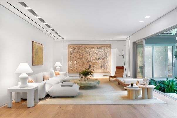 Interior, Living room, Recessed Lighting, Wood Texture Flooring