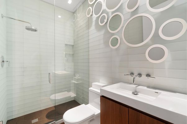 Bathroom, Glass Shower, Interior, Recessed Lighting