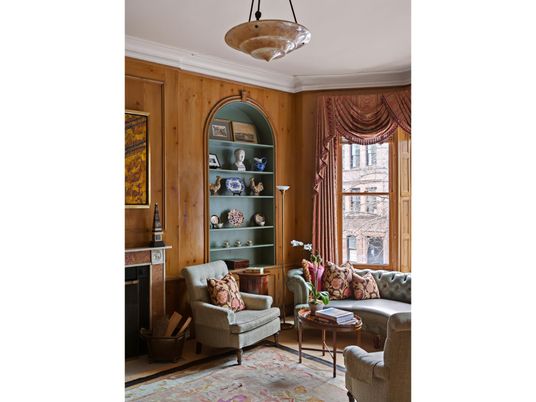 Fireplace, Interior, Living room, Pendant Lights, Wooden Walls