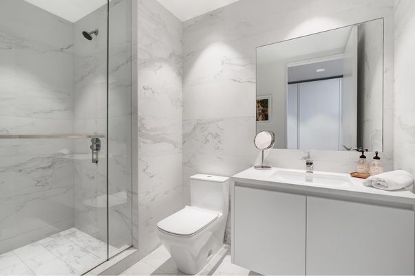 Bathroom, Glass Shower, Interior, Marble Walls