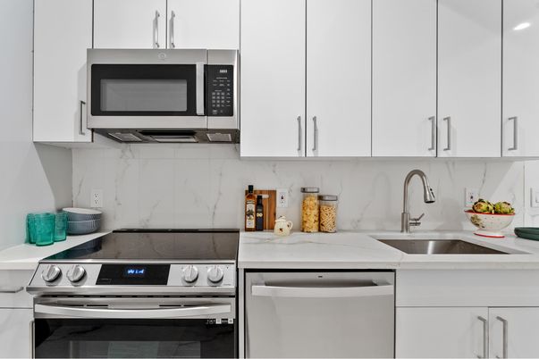 Interior, Kitchen, Marble Walls, Stainless Steel Appliances
