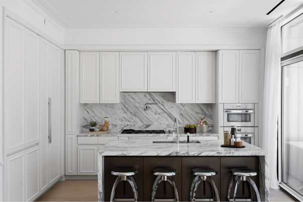 Interior, Kitchen, Marble Walls, Wood Texture Flooring