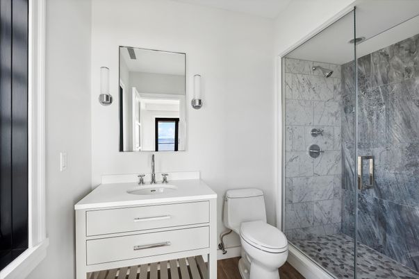 Bathroom, Glass Shower, Interior, Marble Walls