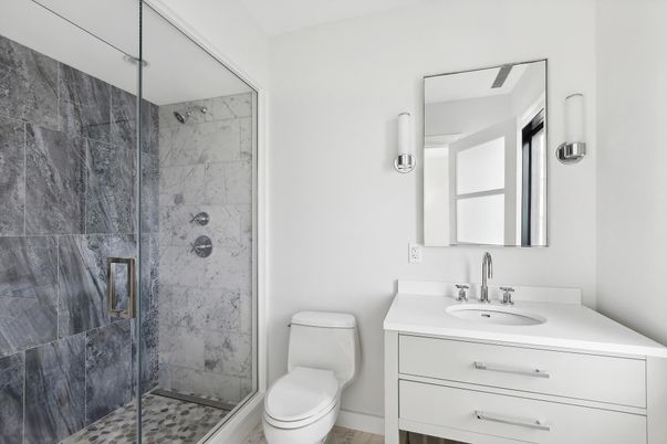 Bathroom, Glass Shower, Interior, Marble Walls