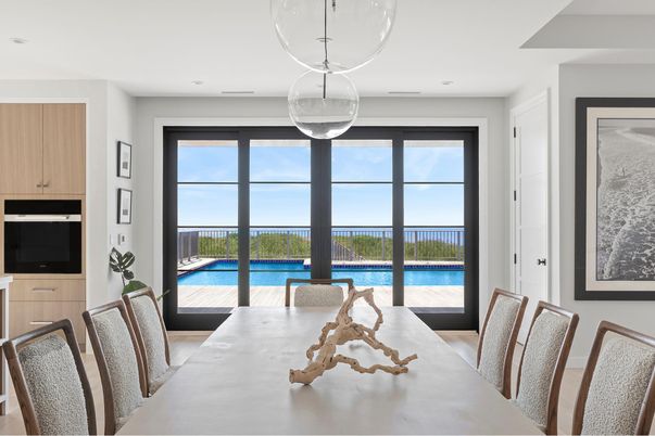 Dining room, Interior, Pendant Lights, Water