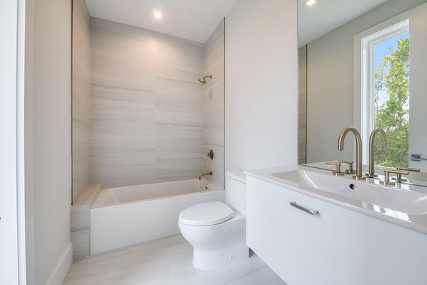 Bathroom, Interior, Recessed Lighting, Wood Texture Flooring