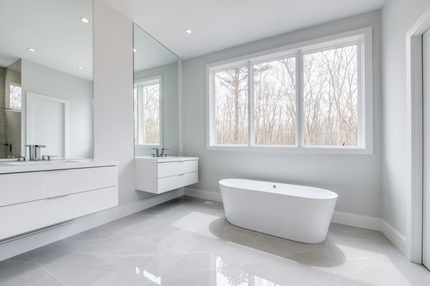 Bathroom, Dual Sink Vanities, Free Standing Baths, Interior, Recessed Lighting