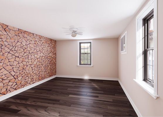 Empty room, Interior, Stone Walls, Wood Texture Flooring