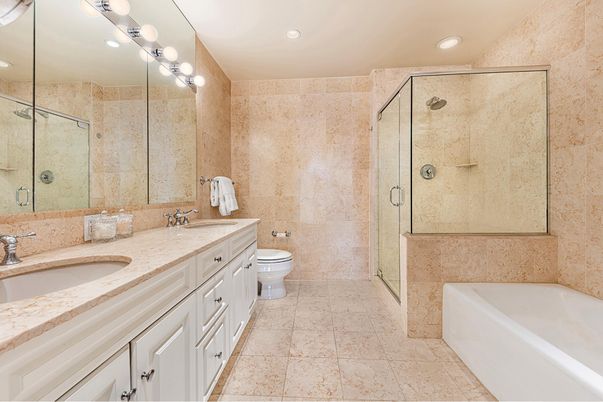 Bathroom, Dual Sink Vanities, Glass Shower, Interior, Recessed Lighting