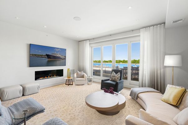 Fireplace, Interior, Living room, Recessed Lighting, Water
