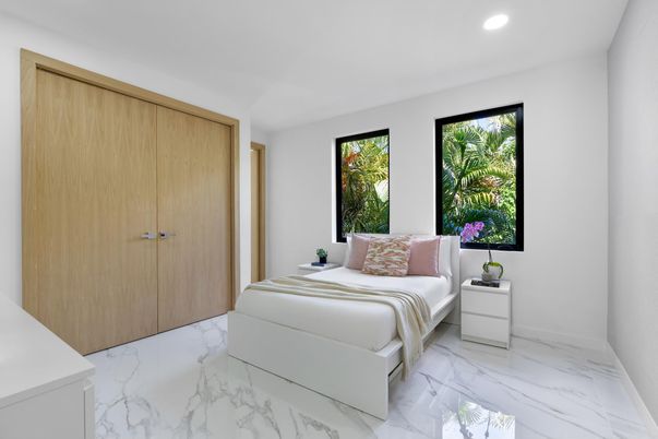 Bedroom, Interior, Marble, Recessed Lighting