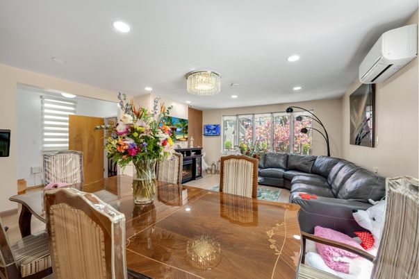 Chandelier, Dining room, Fireplace, Interior, Living room, Recessed Lighting