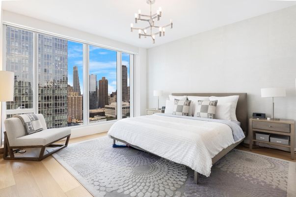 Bedroom, Interior, Pendant Lights, Wood Texture Flooring