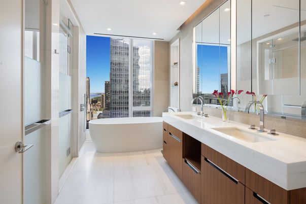 Bathroom, Dual Sink Vanities, Free Standing Baths, Glass Shower, Interior, Recessed Lighting