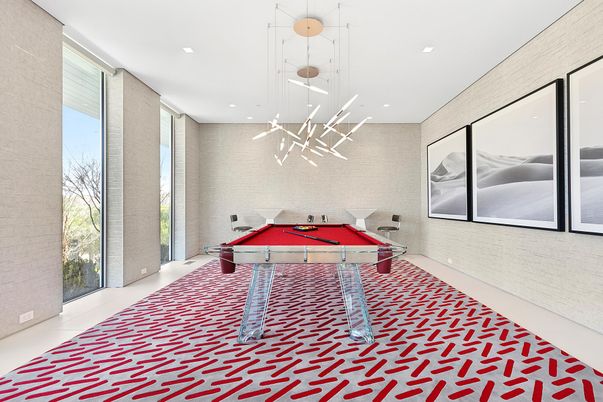 Billiard Table, Game Room, Interior, Pendant Lights, Recessed Lighting