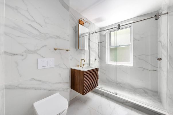 Bathroom, Glass Shower, Interior, Marble, Marble Walls