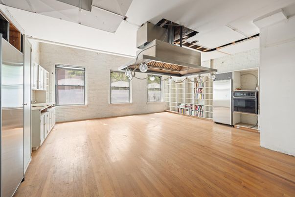 Interior, Kitchen, Stainless Steel Appliances, Wood Texture Flooring