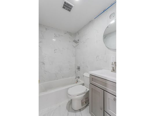 Bathroom, Interior, Marble Walls, Recessed Lighting