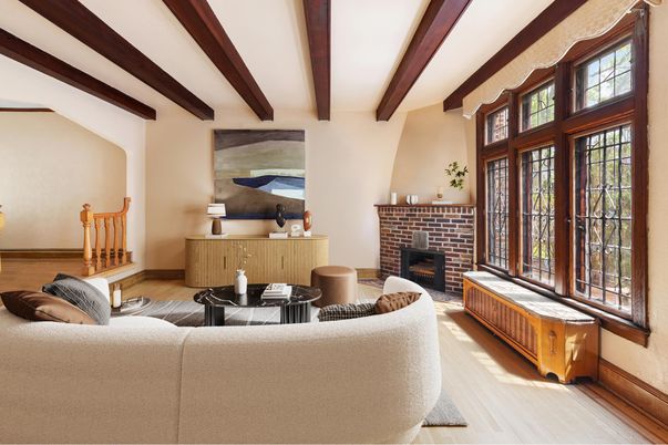 Fireplace, Interior, Living room, Wooden Beams, Wood Texture Flooring