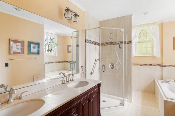 Bathroom, Dual Sink Vanities, Glass Shower, Interior