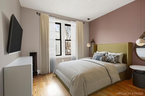 Bedroom, Interior, Pendant Lights, Wood Texture Flooring