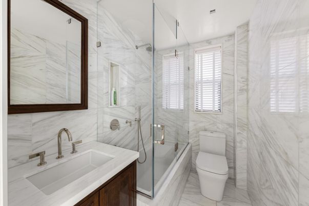Bathroom, Glass Shower, Interior, Marble, Marble Walls