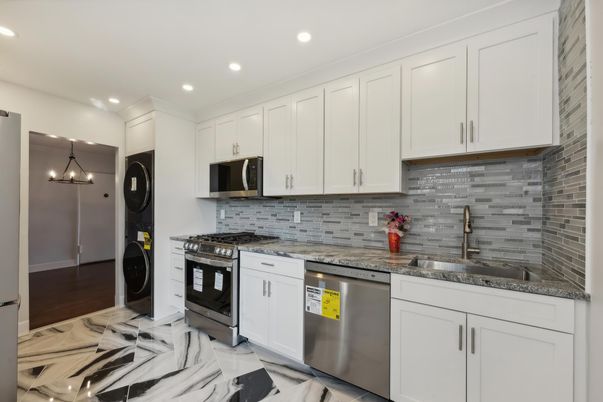 Interior, Kitchen, Marble, Pendant Lights, Recessed Lighting, Stainless Steel Appliances