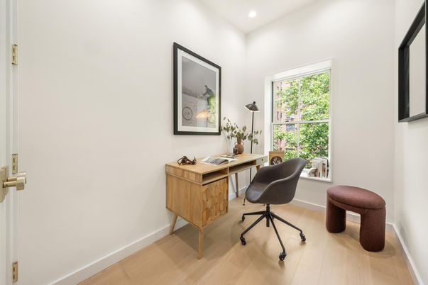 Home Office, Interior, Recessed Lighting, Wood Texture Flooring