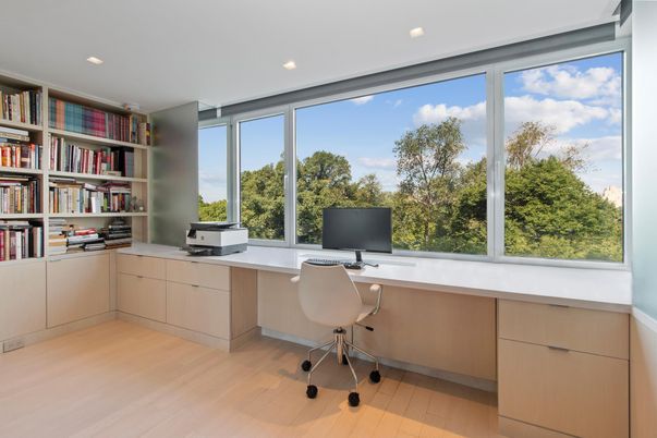 Home Office, Interior, Recessed Lighting, Wood Texture Flooring
